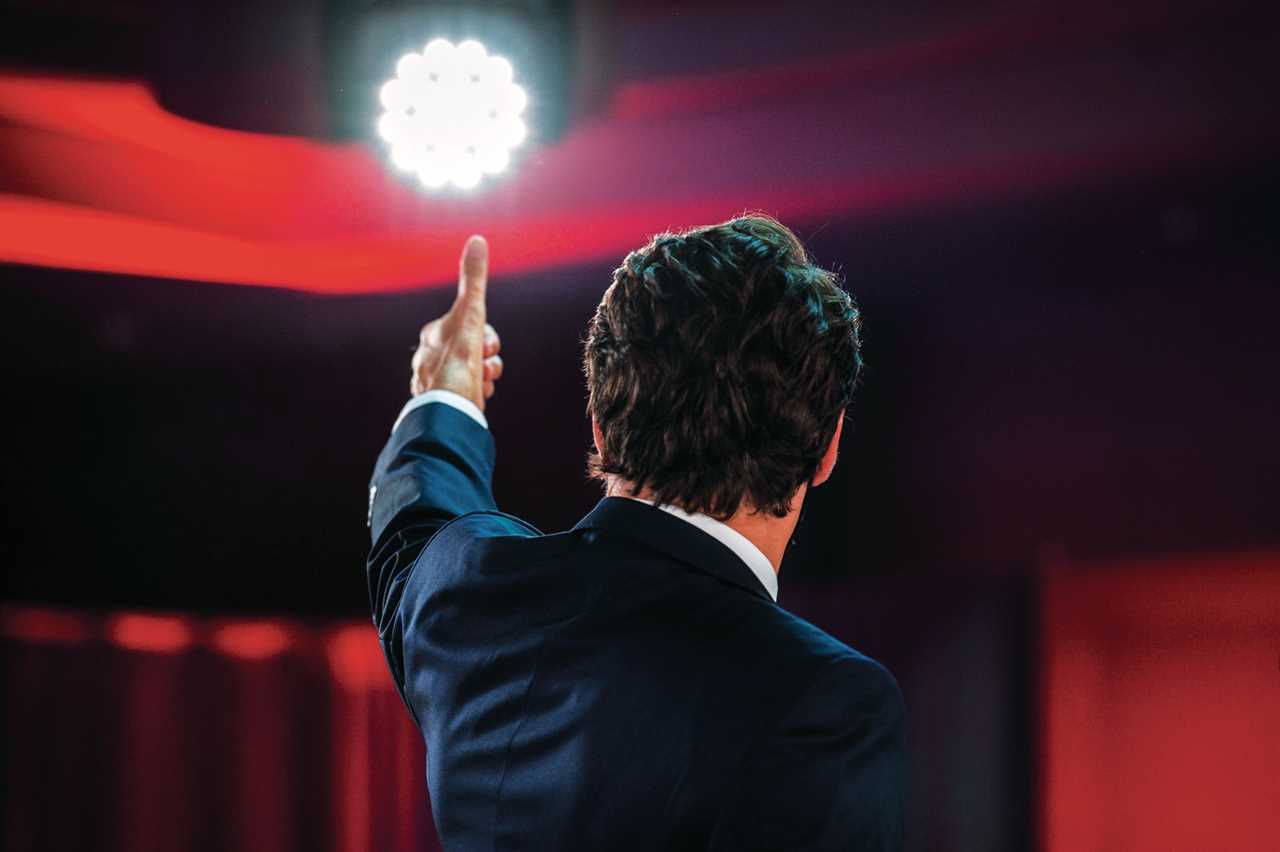 Canadian Prime Minister Justin Trudeau gives a thumbs up as he arrives to deliver his victory speech after snap parliamentary elections at the Fairmount Queen Elizabeth Hotel in Montreal, Quebec, early on September 21, 2021. (Andrej Ivanov/AFP/Getty Images)