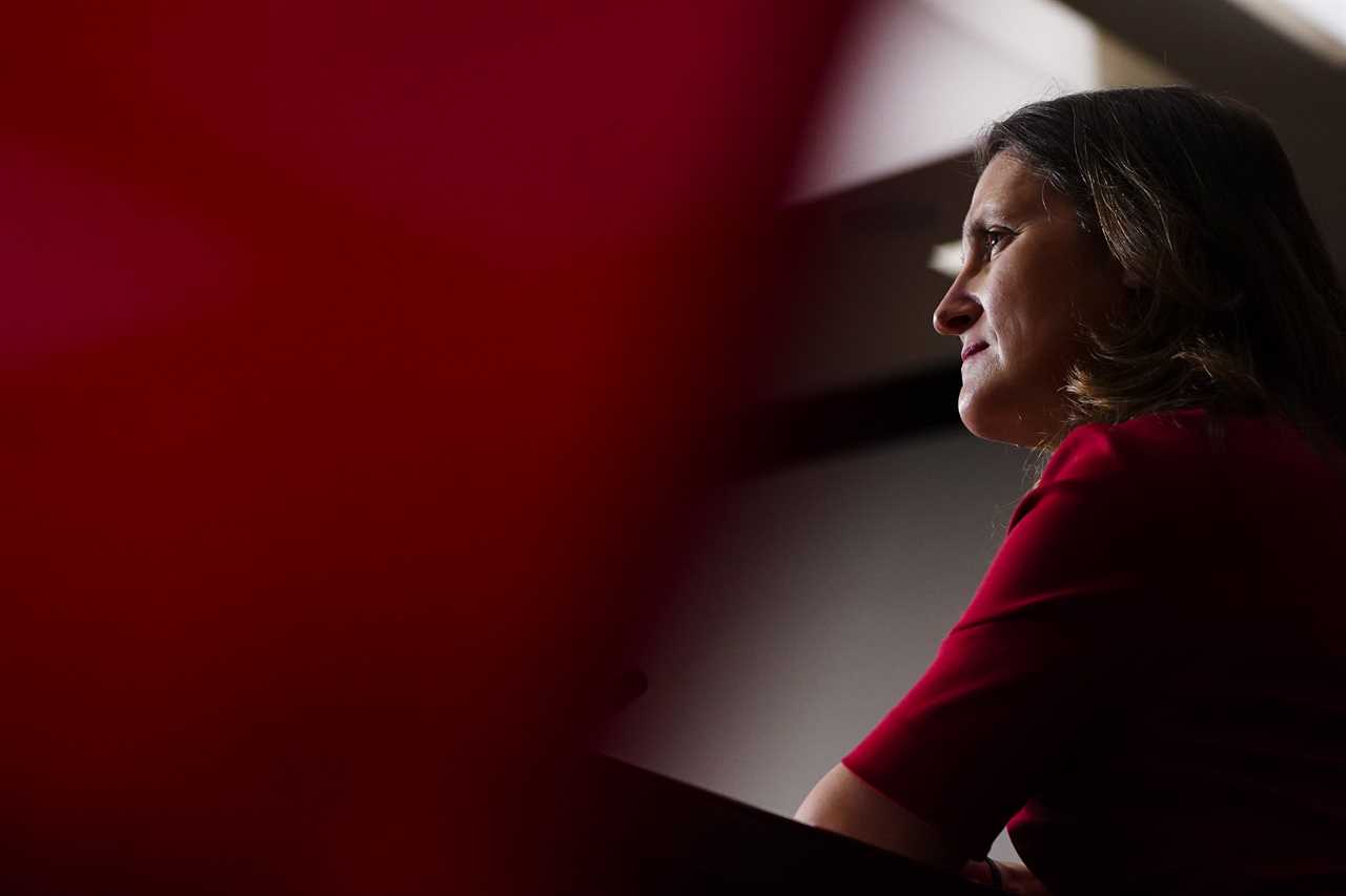 Chrystia Freeland in Ottawa on Oct. 6, 2021. (Sean Kilpatrick/Canadian Press)