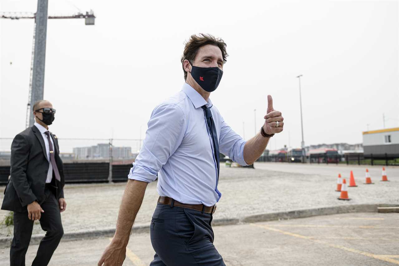 Trudeau greets the media after an announcement in Brampton, Ont., on July, 19, 2021 (Christopher Katsarov/CP)