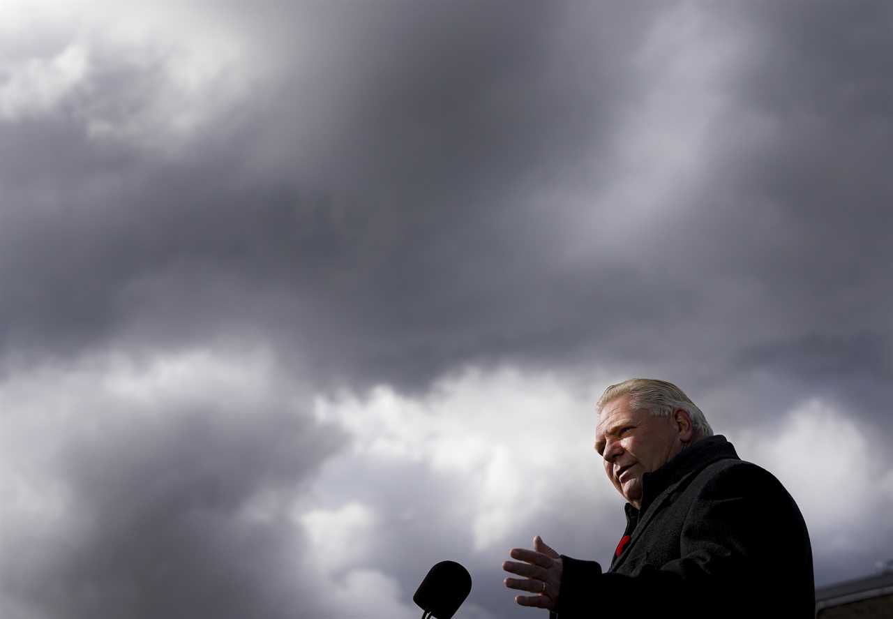 Doug Ford in Milton, Ont., on November 2, 2021. (Nathan Denette/Canadian Press)