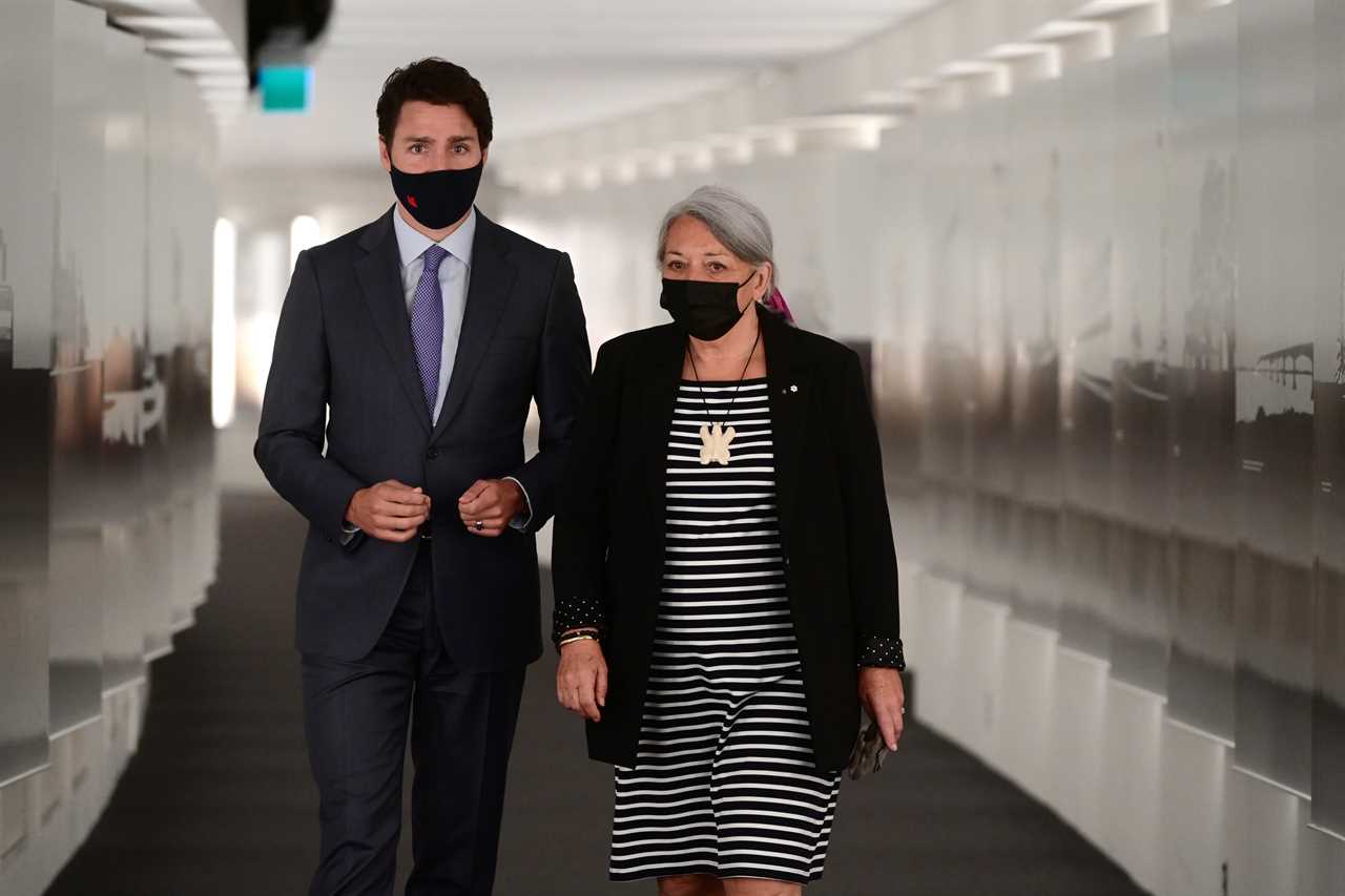 Trudeau and Simon arrive for an announcement at the Canadian Museum of History in Gatineau, Que., on July 6, 2021 (Sean Kilpatrick/CP)