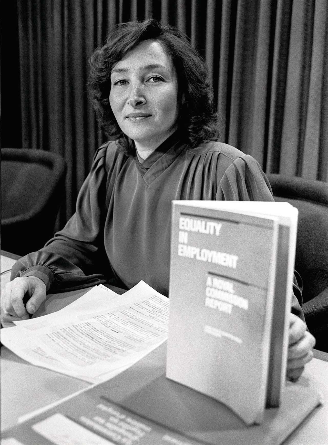 Abella delivering her report on equality in employment in 1984 (CP)