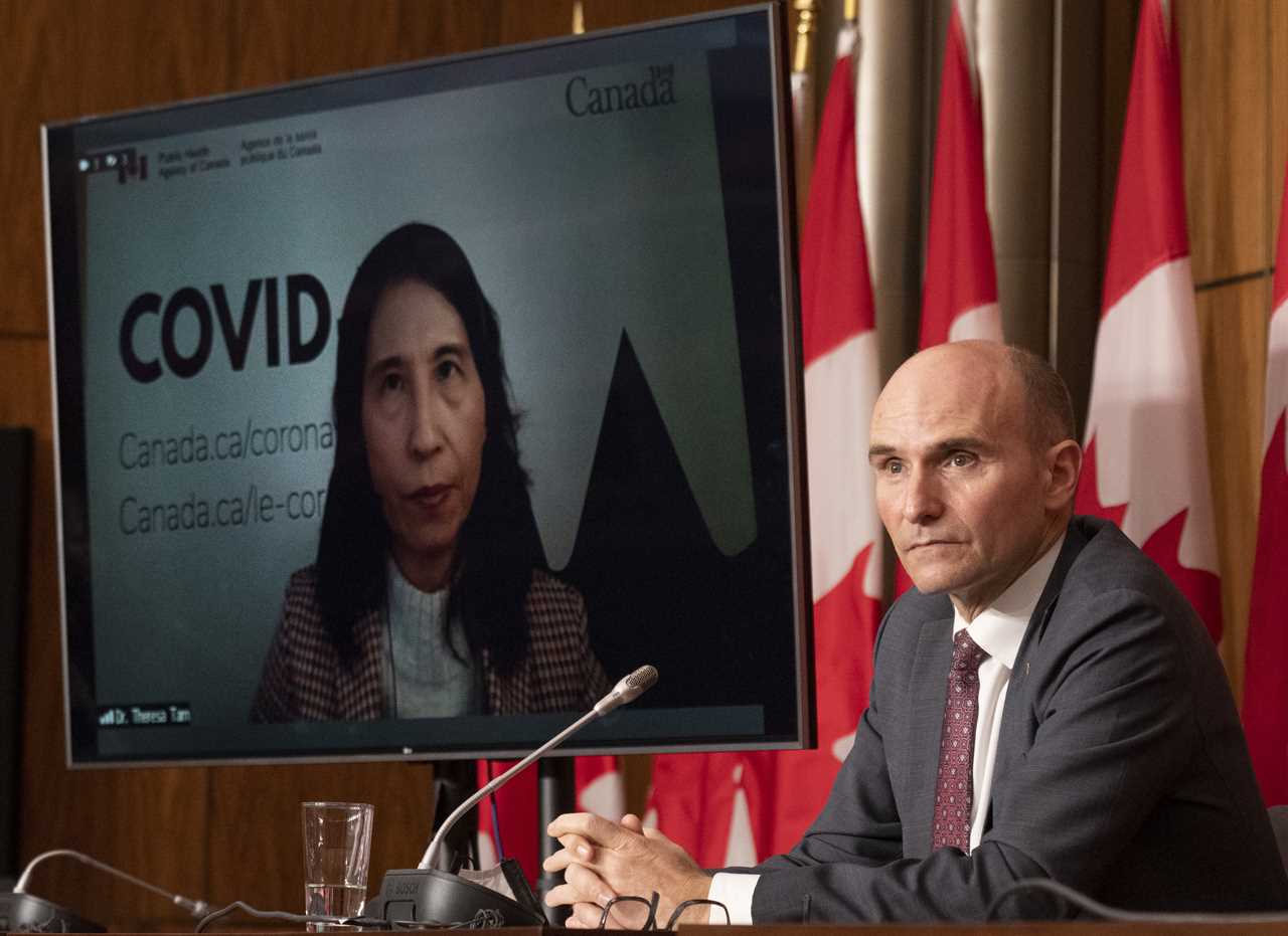 Health Minister Jean-Yves Duclos and Chief Public Health Officer Theresa on November 26, 2021 in Ottawa. (Adrian Wyld/Canadian Press)