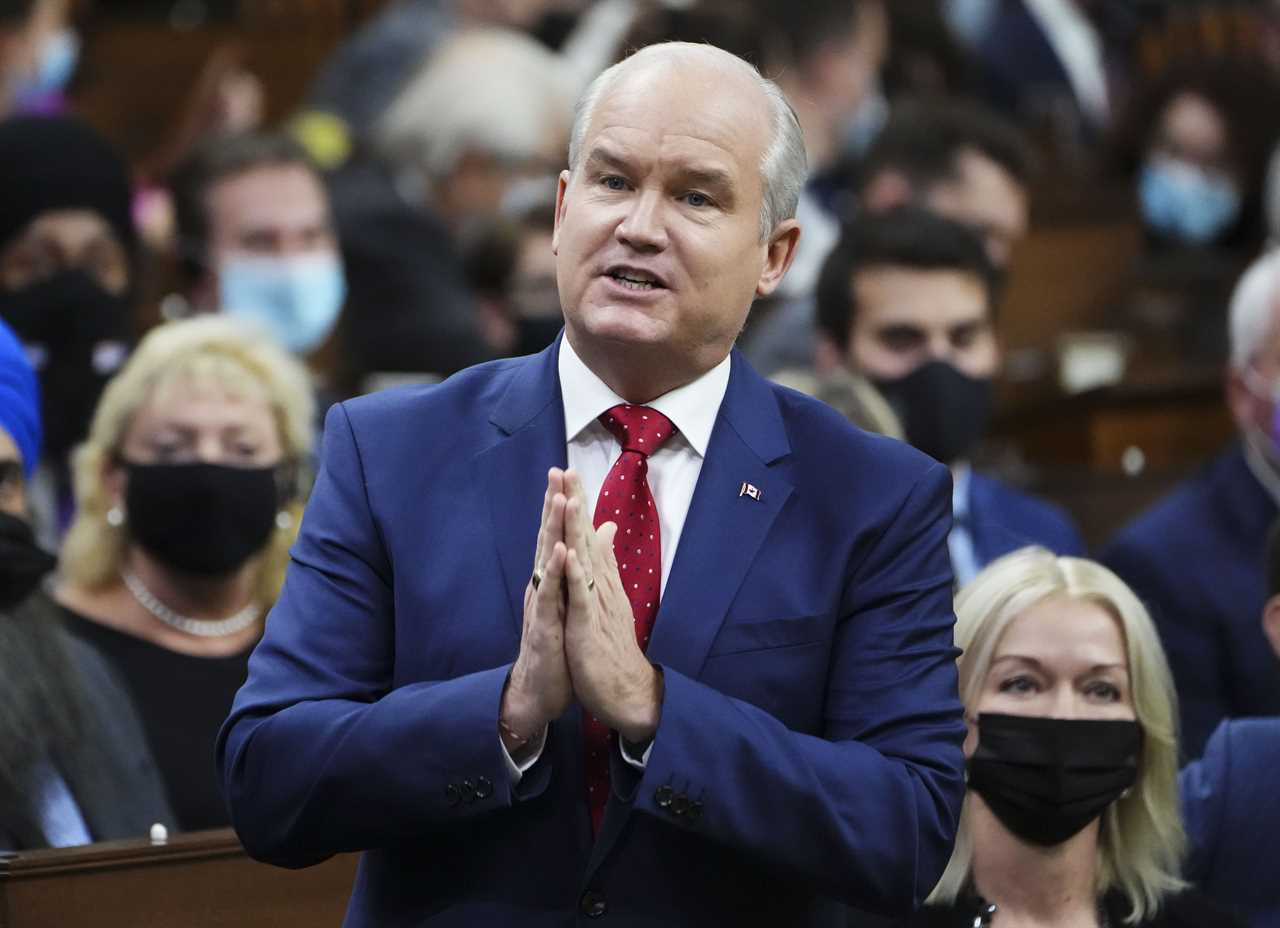 O'Toole rises during question period in the House of Commons on Dec. 2, 2021 (Sean Kilpatrick/CP)