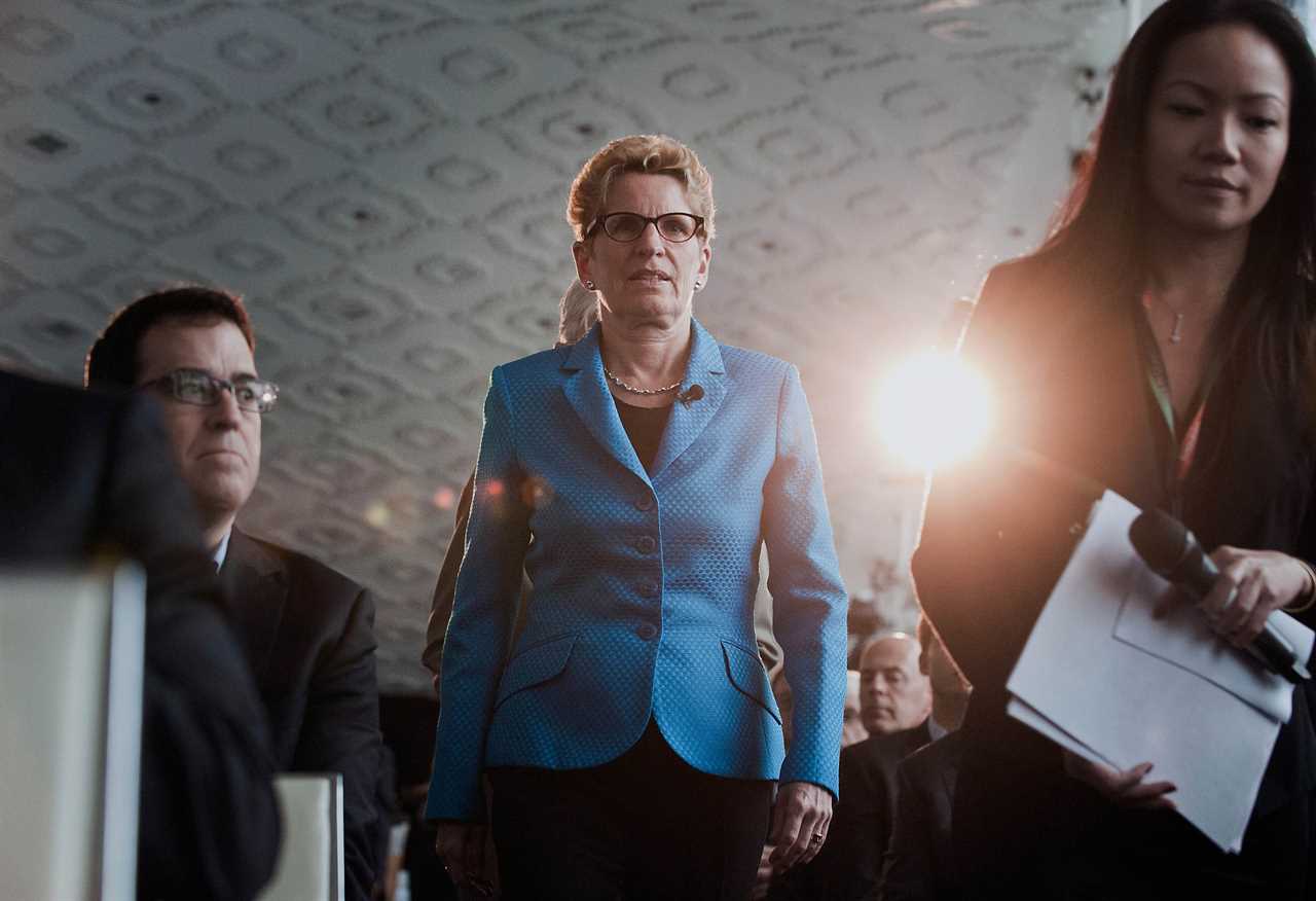 Wynne arrives to speak at the Bloomberg Economic Summit in Toronto, May 13, 2014. (Galit Rodan/Bloomberg/Getty Images)