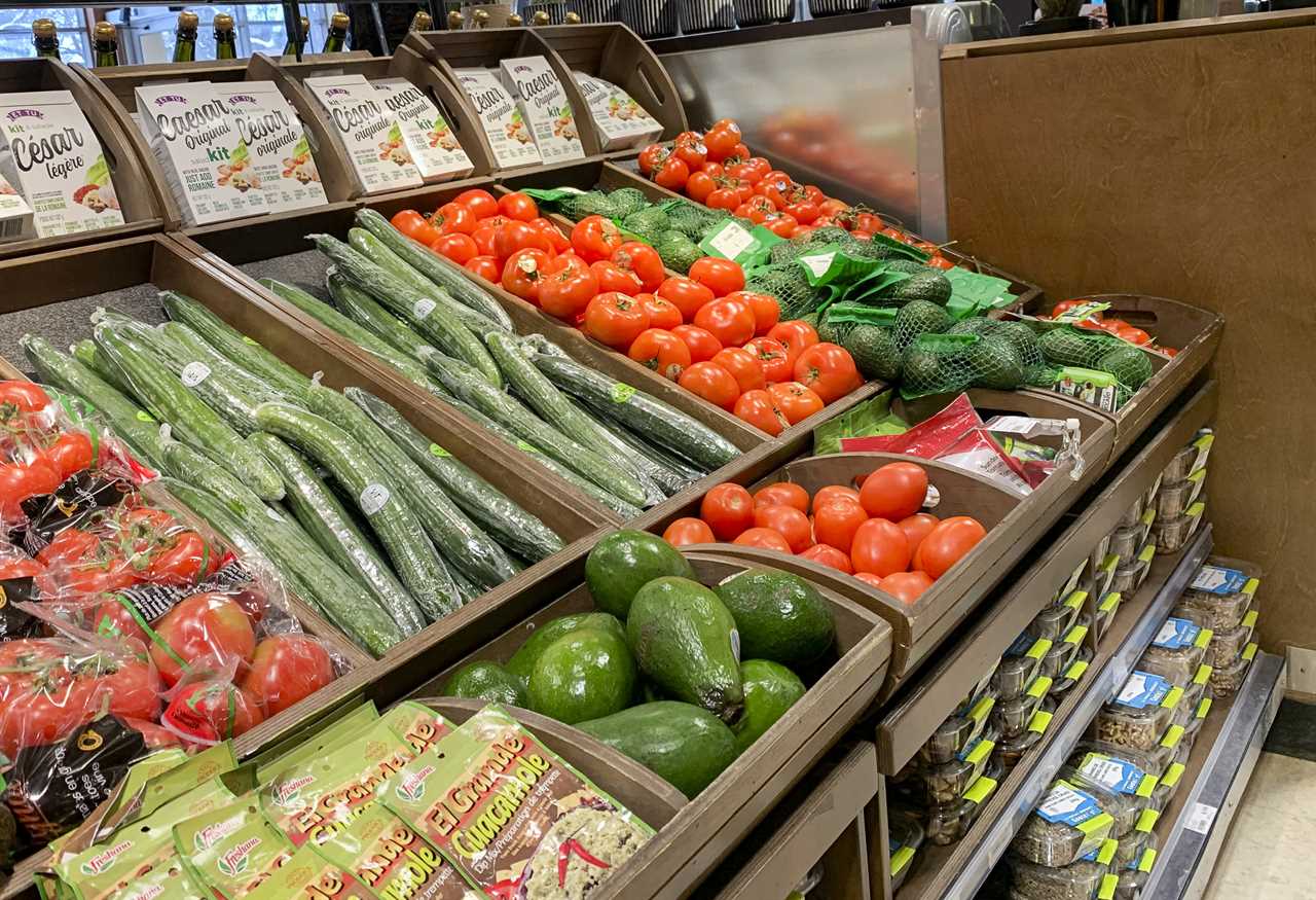 Vegetable products are shown at a grocery store in Montreal, Jan. 13, 2022. (Graham Hughes/The Canadian Press)