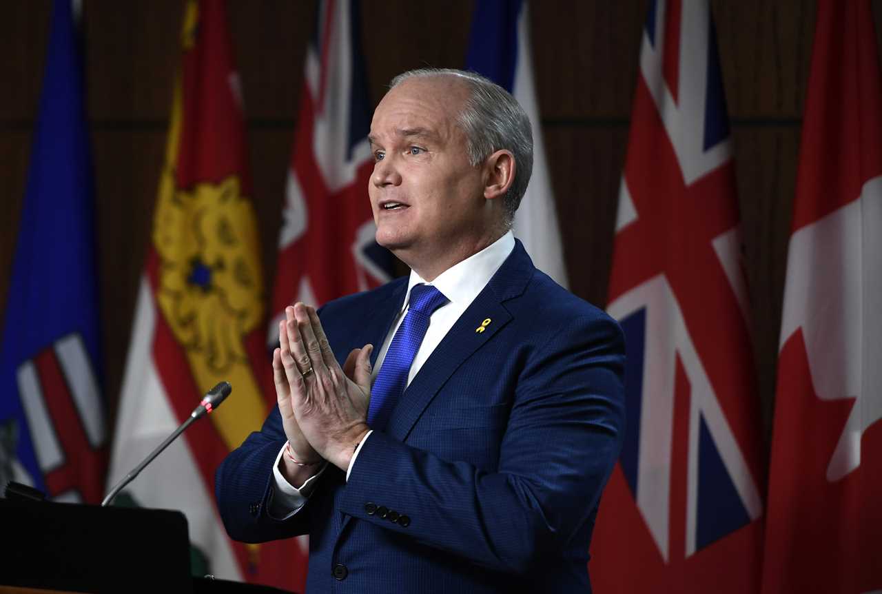 O'Toole speaks during a media availability on Parliament Hill on Jan. 27, 2022 (Justin Tang/CP)