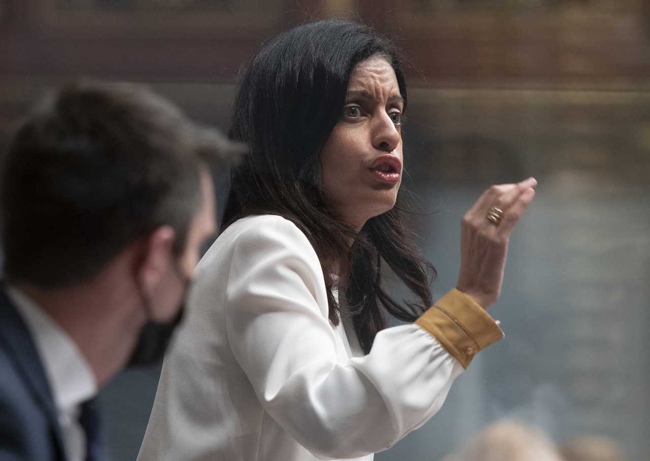 Anglade questions Legault over COVID management, during Question Period on Feb. 8, 2022, at the legislature in Quebec City (Jacques Boissinot/CP)