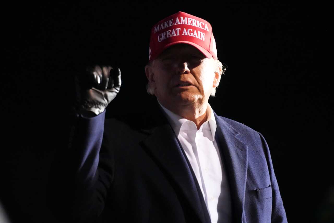 Trump arrives at a rally, on March 12, 2022, in Florence, S.C. (AP Photo/Meg Kinnard)