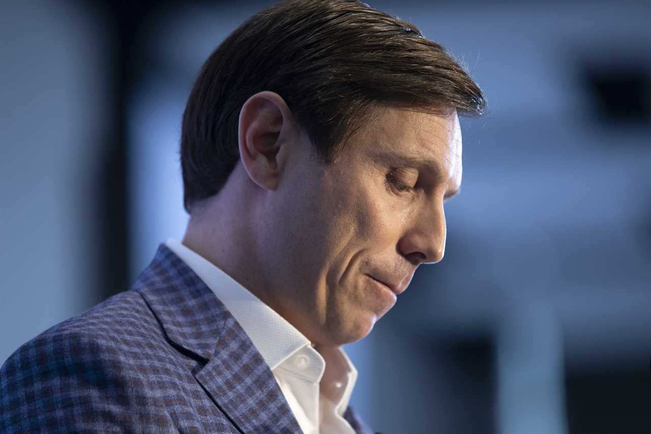 Patrick Brown announces his candidacy for the federal Conservative Leadership at a rally in Brampton, Ont., March 13, 2022. (Chris Young/The Canadian Press)